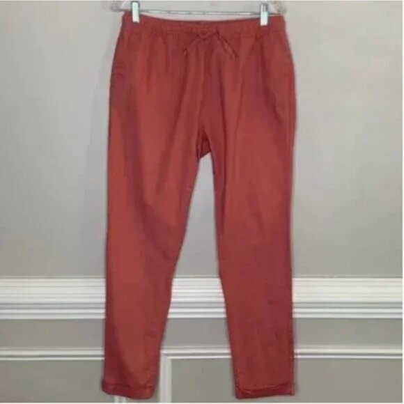 Onia Women's Linen Blend Drawstring Waist Rose Colored Pants Size Medium - Picture 1 of 11